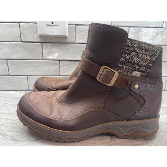 Merrell Eventyr Clay Brown Leather Strap Waterproof Winter Boots Womens 9.5 - Picture 1 of 10